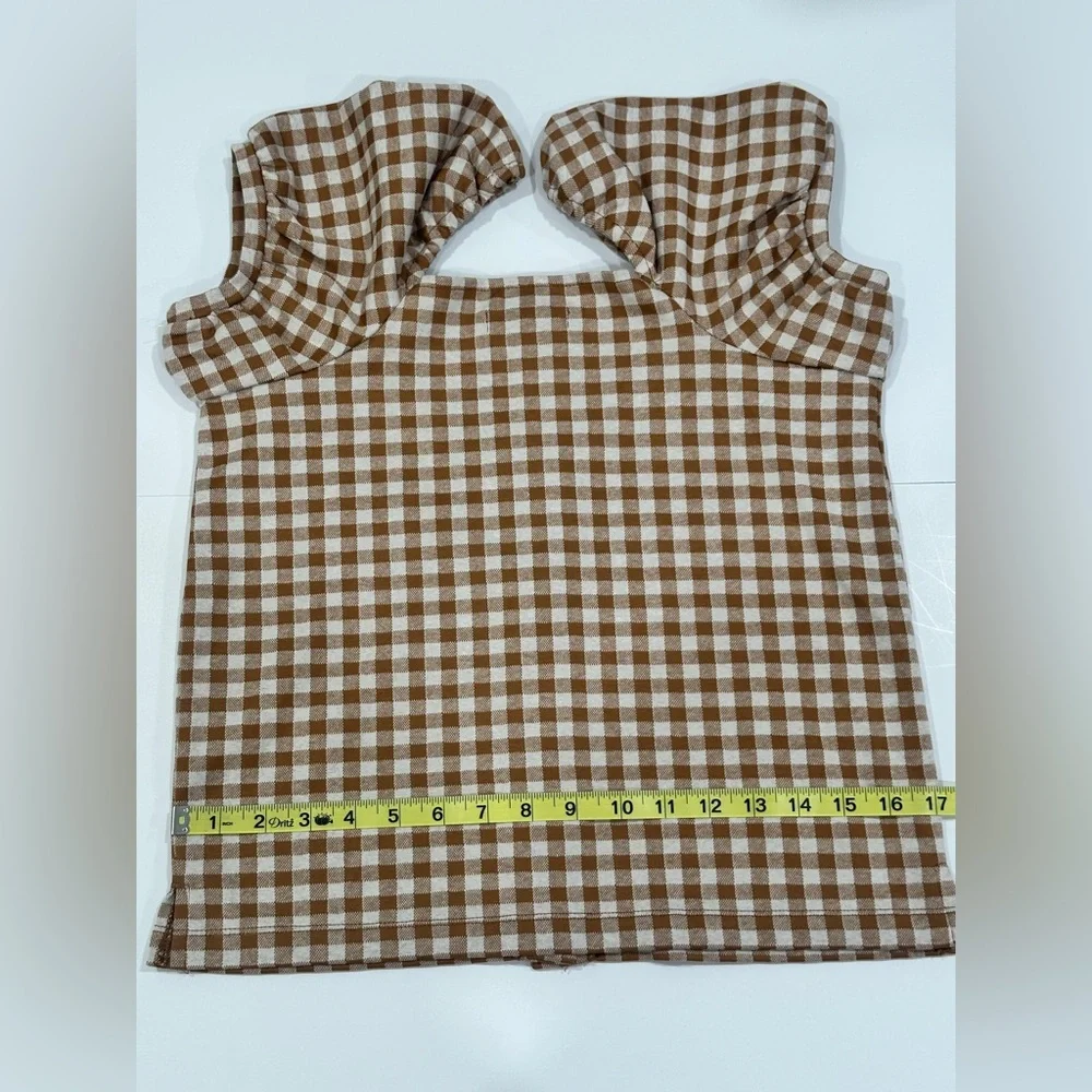 Madewell Gingham Puff Sleeve Button Front Top – XS - Picture 9 of 10
